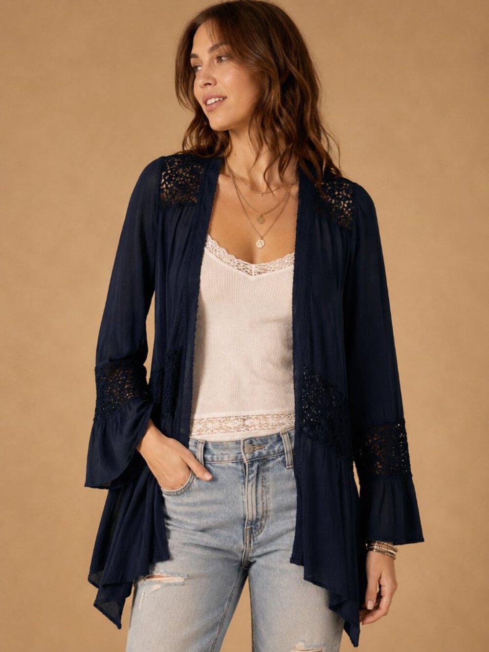 Knox Rose Blue Crochet Kimono